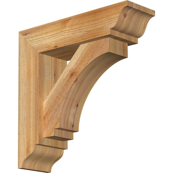 Ekena Millwork Imperial Traditional Rough Sawn Bracket w/ Offset Brace, Western Red Cedar, 6"W x 20"D x 20"H BKT0604X20X20IMP01RWR - main